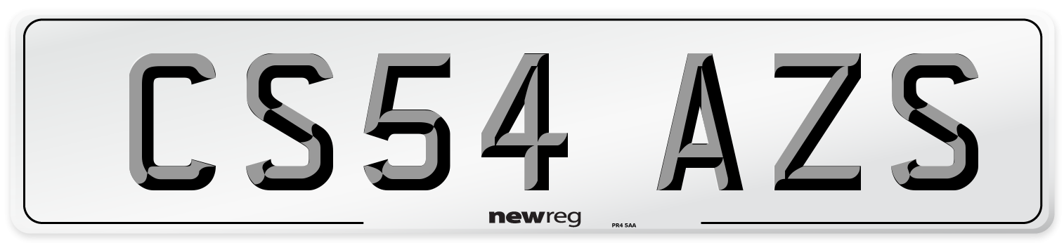 CS54 AZS Number Plate from New Reg
